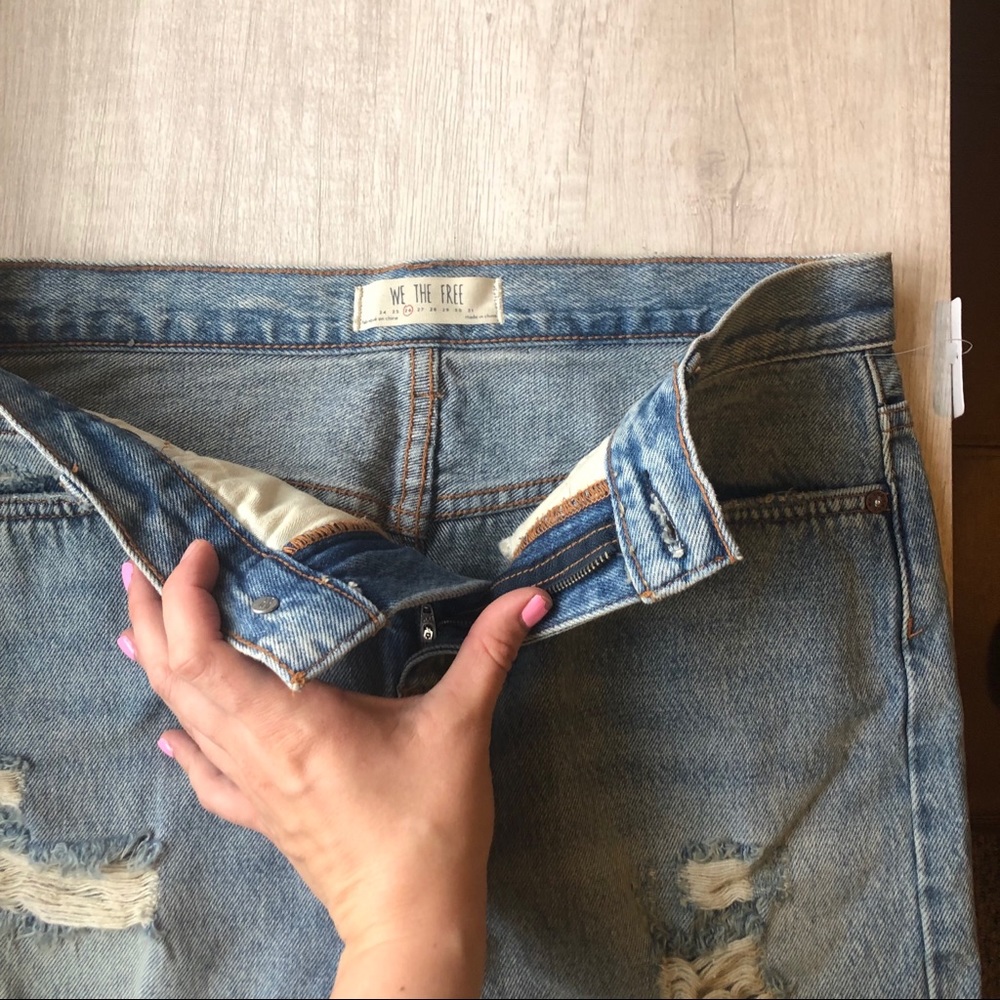 SOLD Free People Mini Distressed Jean Skirt - Picture 4 of 6